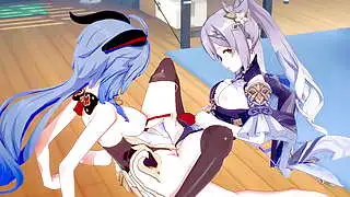 Genshin Impact Hentai Yuri - Ganyu ve Kequing Lezbiyen Seks - Japon Asya Manga Anime Oyun Pornosu
